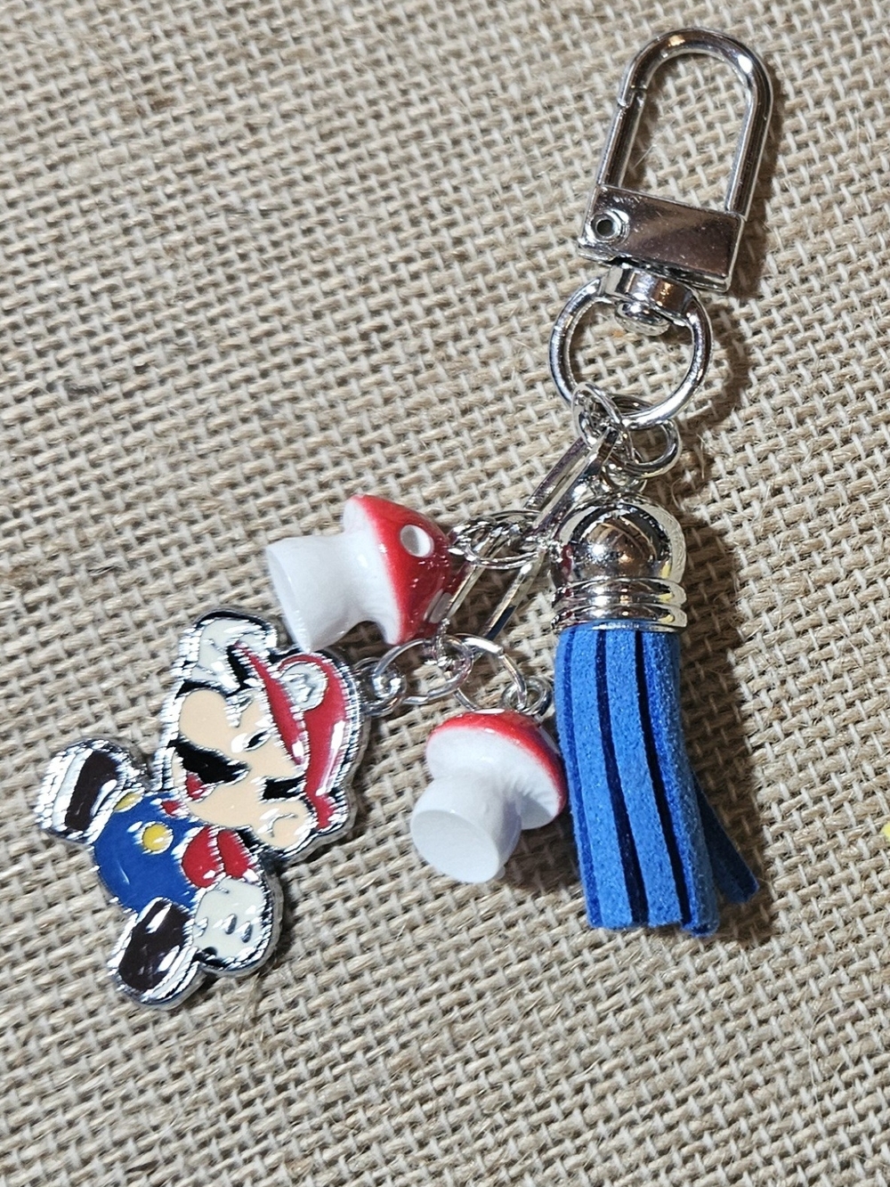 Mario Mushroom Keychain Tassel Charm